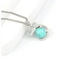 Silver elephant pendant necklace with turquoise stone bead and square box chain - 21x32mm / Blue Turquoise