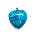 Blue textured heart stone pendant with a silver metal clasp for DIY necklace making - 16x18mm / Blue Crazy Agate