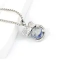 Elephant necklace with a round blue sodalite stone ball pendant in silver metal - 21x32mm / Blue Spot Stone