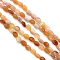 Polished oval red agate loose beads with natural stripe patterns for DIY jewelry making - Red Agate