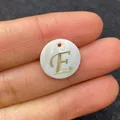 Golden letter E pendant made of white natural shell for DIY jewelry making - Letter E