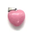Pink heart-shaped natural stone pendant with silver clasp for DIY necklace making - 16x18mm / US 2