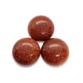 Set of three round brown goldstone cabochons with shimmering metallic inclusions - 4mm / Gold Sandstone