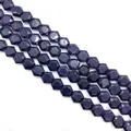 Blauwe Sandstein-Hexagonal-Facettierte Perlen mit Glitzereffekt für DIY-Schmuckherstellung - 8x8x5mm Ca. 26 Perlen / Blauer Sandstein