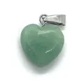 Green aventurine heart pendant with silver metal bail for DIY jewelry and necklaces - 16x18mm / Green Aventurine