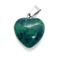Polished heart-shaped ruby in zoisite stone pendant with silver metal bail clasp - 16x18mm / Ruby Zoisite