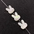 Three rabbit-shaped white mother of pearl shell beads with iridescent luster for DIY jewelry - Rabbit Head Shape / 10x12mm / White Shell (Vertical Hole)