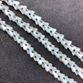 Three strands of natural white shell beads in butterfly shape with blue evil eye motifs - Butterfly / 6x9mm