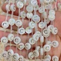 Natural white shell letter C beads 8mm round flat mother of pearl for DIY jewelry - 8mm / Letter C