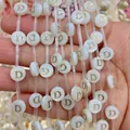 8mm white shell bead featuring a golden letter D for DIY jewelry making - 8mm / Letter D