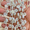8mm white shell letter beads with golden letters F and H for DIY jewelry making - 8mm / Letter F