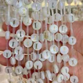Natural 8mm white shell round bead with golden letter I engraving for DIY jewelry - 8mm / Letter I