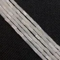 Five strands of white cylindrical mother of pearl shell beads with iridescent luster - 3x5mm / White