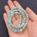 Handgehaltene hellblaue und grüne unregelmäßige Natursteinperlen für DIY-Schmuck - Hellblau Texturiert