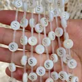 8mm white shell bead with golden letter S for DIY jewelry making and bracelets - 8mm / Letter S