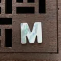 Natural white mop shell letter M bead with pearlescent luster for DIY jewelry making - M