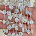 White 8mm shell bead with golden letter Z engraving for DIY jewelry making crafts - 8mm / Letter Z