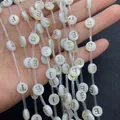 Natural white shell 8mm round beads with golden engraved letters for DIY jewelry - 8mm / Mixed Colors