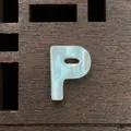 Natural white shell letter P bead with iridescent pearl luster for DIY jewelry making - Letter P