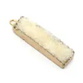 Rectangular natural stone crystal pendant with gold plating for DIY jewelry making - 8x38-12x48mm / Milky White