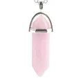 Hexagonal rose quartz crystal pendant with silver clasp on minimalist chain - Rose Quartz Pendant (Without Chain)