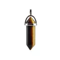 Natural tiger eye hexagonal column crystal pendant with polished silver clasp - Tiger's Eye Pendant Only (Without Chain)