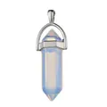 Blue opalite hexagonal column crystal pendant with silver metallic hook accessory - Opal Pendant (Without Chain)