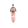 Pink hexagonal crystal quartz pendant necklace with polished silver metal bail - Watermelon Red Pendant Only (Without Chain)