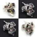 Handmade wire wrapped baroque pearl pendant with natural crystal stone base in 4-grid view - Irregular Hand Wire Wrapped Style / 20 Pieces/Pack (30x40mm) / Multicolor