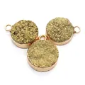Pendentifs ronds en cristal druzy or rose avec finition en pierre dorée brillante - Or (Taille 11)