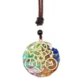 Close-up of Orgone pendant featuring colorful natural stones and golden geometric symbol - Golden Geometric Symbol Style (3-20)
