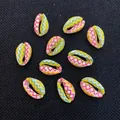 Perline colorate in conchiglia con motivi ondulati rosa e gialli per gioielli fai-da-te - Motivo Zigzag Tricolore (N. 25) / Set da 20 Pezzi