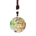 Orgonite energy necklace with colorful natural stones and gold geometric pattern - Energy Stone Geometric Totem Style (3-7)
