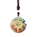 Orgon-Halskette mit bunten Natursteinen und Om-Symbol im goldenen Glanz-Finish - Om Mandala Stil (3-2)