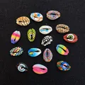 Set di 15 perle in conchiglia naturale stampata con motivi mandala e stampe animalier - Multicolore / Set da 20 Pezzi