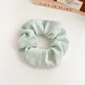 Mint green rhinestone scrunchie made of cotton linen fabric with high elasticity - Light Green