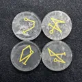Set de piedras de arcángel en cuarzo con símbolos grabados en oro y textura natural - 25mm Thick 5mm / Cristal de roca