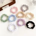 9-piece set of satin rhinestone hair scrunchies in assorted pastel colors for ponytails - Mixed Random