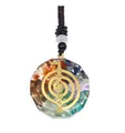Oktogonaler Harz-Energieanhänger mit bunten Natursteinen und goldener Spirale - Achteck Spiral Logo (20)