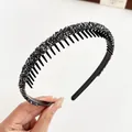 Cerchietto nero scintillante con strass blu e argento e denti a pettine antiscivolo - Blu