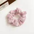 Light pink pleated fabric scrunchie hair tie with soft elastic structure for women - Pink