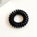 Élastique à cheveux spirale noir mat style cordon de téléphone pour queue de cheval - Noir
