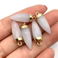 Vijf lavendelkwarts kristallen hangers met vergulde kapjes voor DIY-sieraden maken - Witte Jade