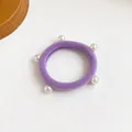 Élastique à cheveux perle violet clair avec texture éponge douce pour femmes - Violet
