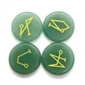 Set di quattro pietre di avventurina verde con simboli reiki dorati incisi - 25 Mm Di Spessore 5 Mm / Avventurina Verde