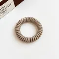 Morandi grey-brown matte telephone wire hair ring with high elasticity spiral design - Beige