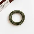 Durable dark green matte spiral hair tie with high elasticity for ponytail styling - Army Green