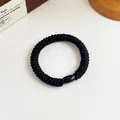 Elastico per capelli intrecciato nero con perla ovale per acconciature a coda - Nero