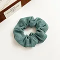 Deep green pleated fabric scrunchie with high elasticity hair tie accessory - Dark Green