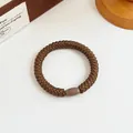 Elastico per capelli intrecciato marrone ad alta elasticità con perla di resina - Marrone